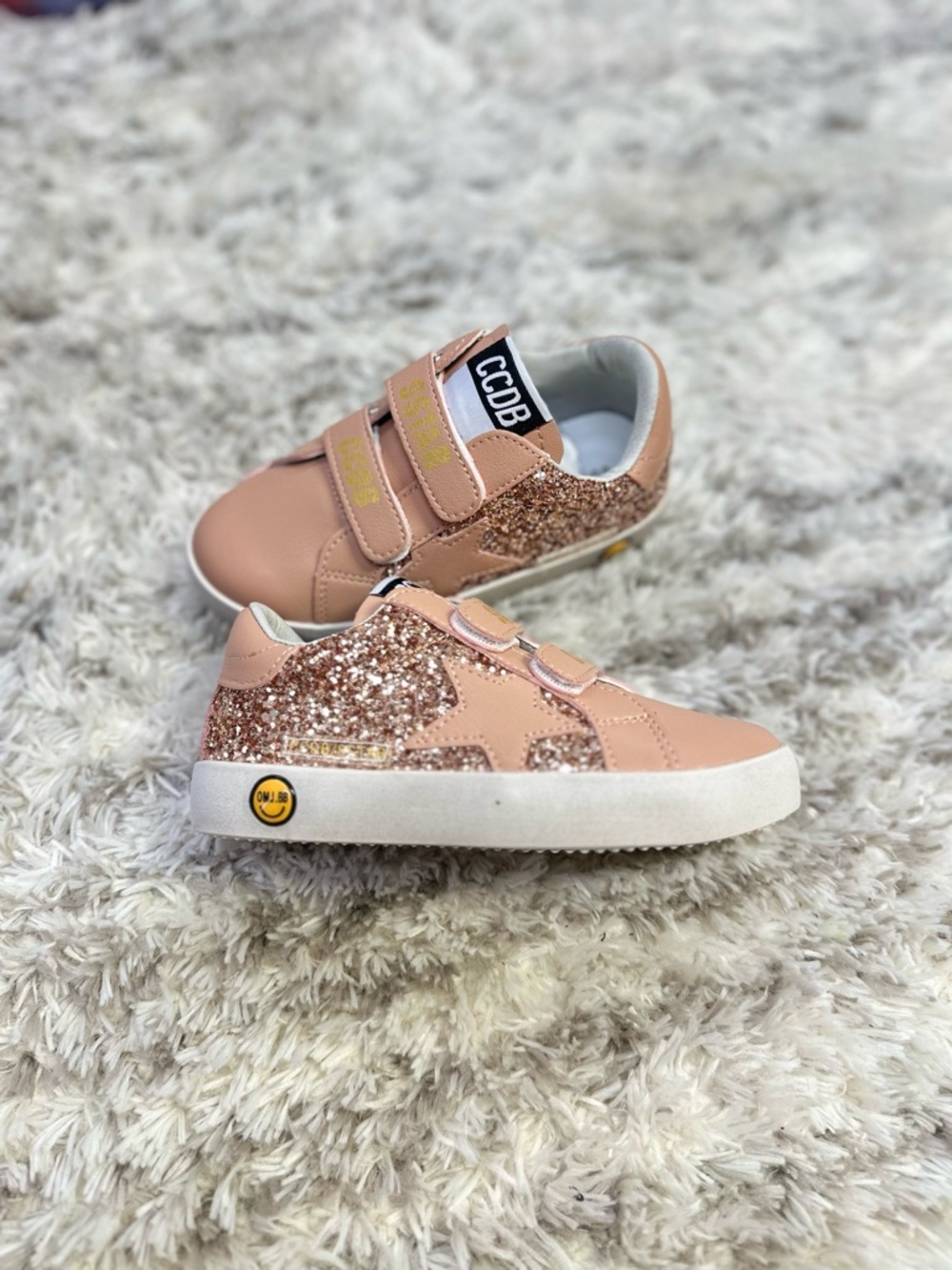 Kids' Glitter Pink Velcro Sneakers